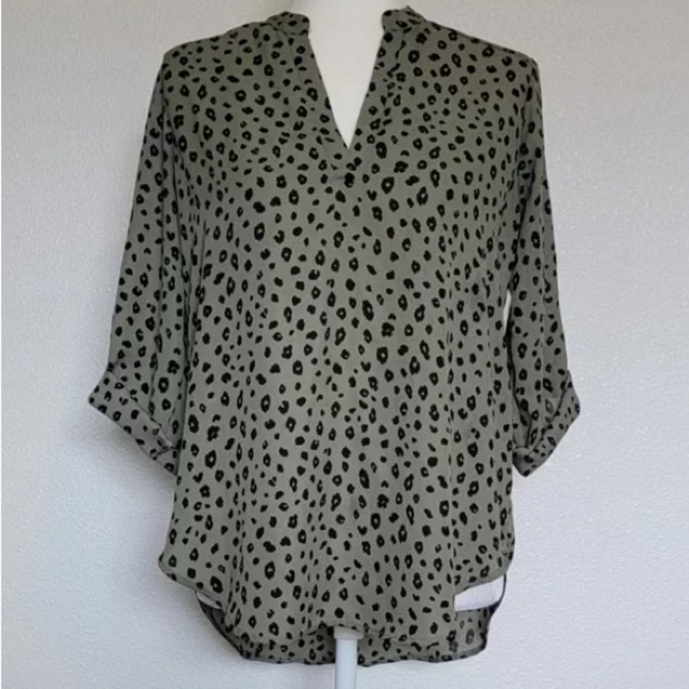 NWT Lush cheetah print split neck blouse